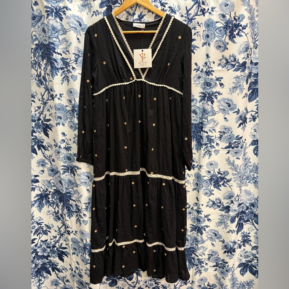 NWT Black Tiered Midi Dress